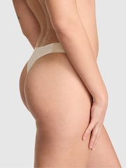 Victoria's Secret PINK Natural Heather Nude Thong Cotton Logo Knickers - Image 2 of 2