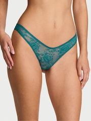 Victoria's Secret True Teal Blue Thong Charm Lace Knickers - Image 2 of 2