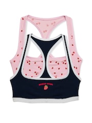 Victoria's Secret Pink Navy Blue and Pink Berry Print 2 Pack Cotton Racerback Bralette - Image 1 of 1
