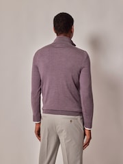 Hawes & Curtis Purple Merino 1/2 Zip Jumper - Image 2 of 4