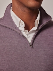 Hawes & Curtis Purple Merino 1/2 Zip Jumper - Image 4 of 4
