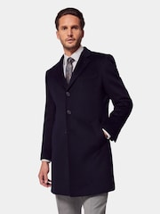 Hawes & Curtis Blue Wool Overcoat - Image 1 of 4