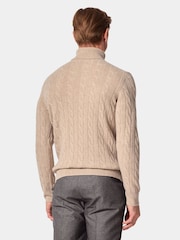 Hawes & Curtis Green Cable Roll Neck Jumper - Imagen 2 de 2