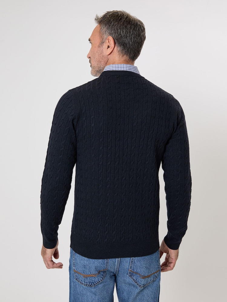 Saltwell Cable Knit Mock Shirt Jumper - Image 2 of 4 Saltwell Cable Knit Mock Shirt Jumper - Image 2 of 4