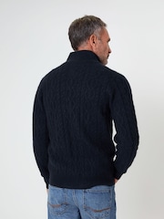 Saltwell Blue Cable Knit Zip Through Cardigan - Image 2 of 6