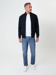 Saltwell Blue Cable Knit Zip Through Cardigan - Image 3 of 6
