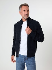 Saltwell Blue Cable Knit Zip Through Cardigan - Image 6 of 6