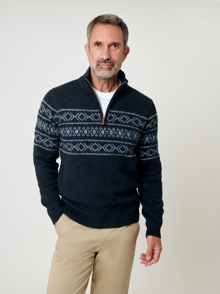 Saltwell Fairisle Knitted Quarter Zip Jumper - Image 1 of 4 Saltwell Fairisle Knitted Quarter Zip Jumper - Image 1 of 4