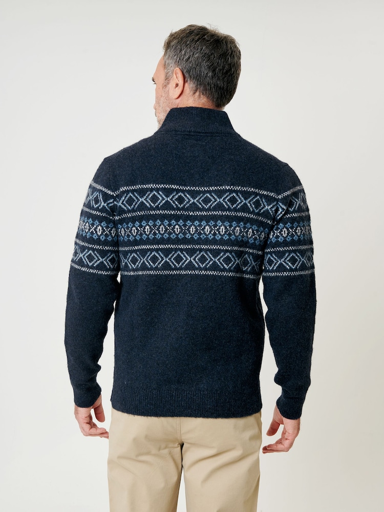 Saltwell Fairisle Knitted Quarter Zip Jumper - Image 2 of 4 Saltwell Fairisle Knitted Quarter Zip Jumper - Image 2 of 4