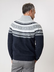 modra - Saltwell Fairisle Knitted Quarter Zip Jumper - Slika 2 iz 4