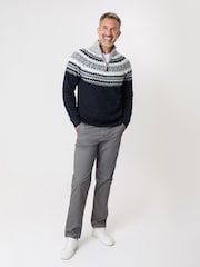 modra - Saltwell Fairisle Knitted Quarter Zip Jumper - Slika 3 iz 4