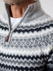 modra - Saltwell Fairisle Knitted Quarter Zip Jumper - Slika 4 iz 4