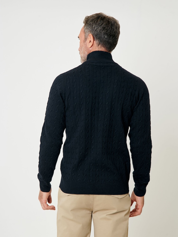 Saltwell Mock T-Shirt Quarter Zip Cable Knit Jumper - Image 2 of 4 Saltwell Mock T-Shirt Quarter Zip Cable Knit Jumper - Image 2 of 4