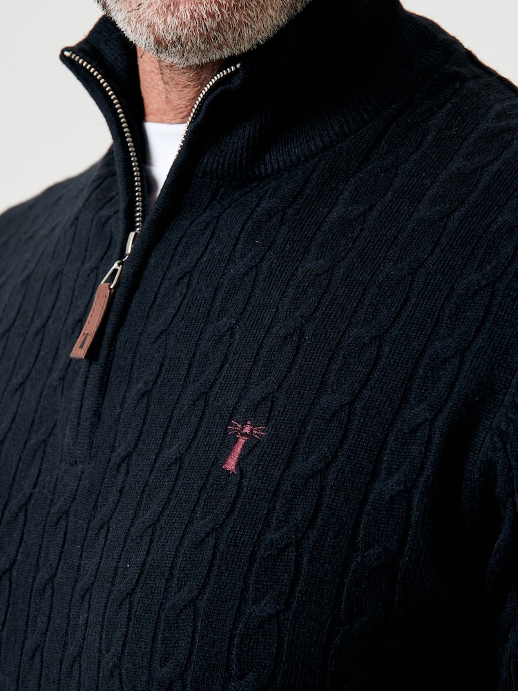 Saltwell Mock T-Shirt Quarter Zip Cable Knit Jumper - Image 4 of 4 Saltwell Mock T-Shirt Quarter Zip Cable Knit Jumper - Image 4 of 4
