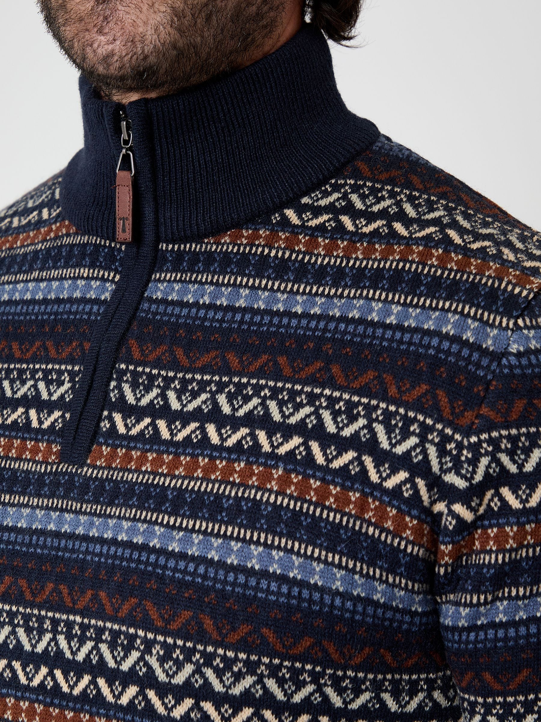 Buy Saltwell Blue Fairisle Quarter Zip Knitted Jumper from Next USA