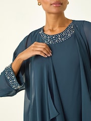 Roman Green Sparkle Shift Dress Set - Image 5 of 6