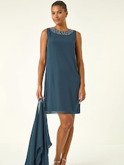 Roman Green Sparkle Shift Dress Set - Image 6 of 6