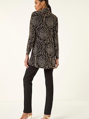 Roman Metallic Jacquard Cowl Neck Stretch Tunic - Image 3 of 5