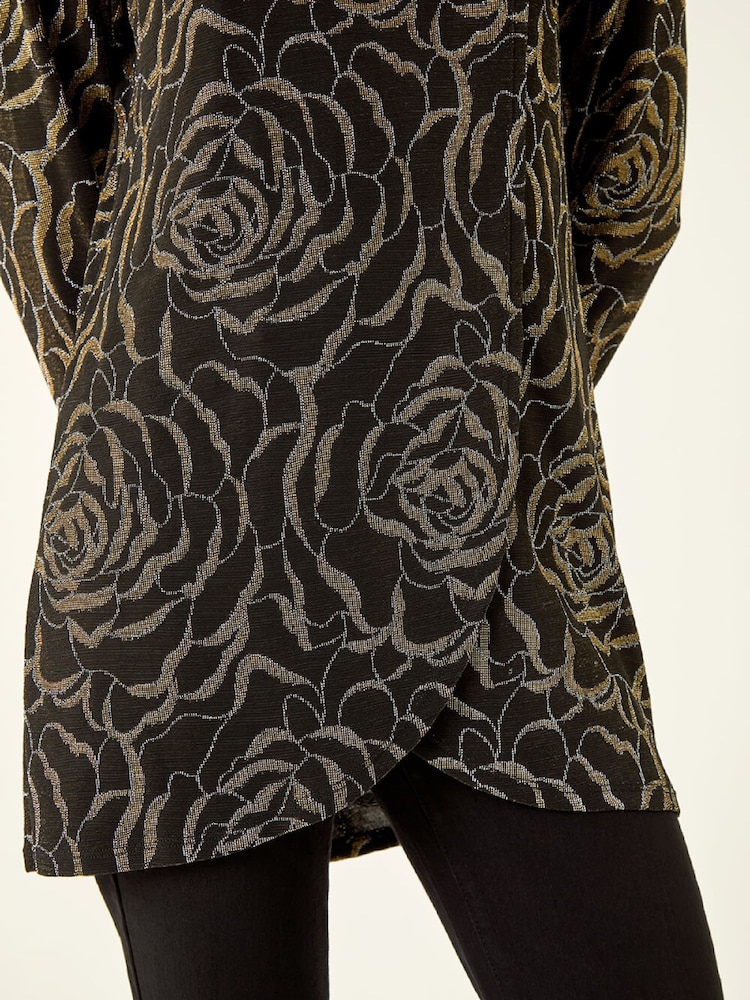 Roman Metallic Jacquard Cowl Neck Stretch Tunic - Image 5 of 5 Roman Metallic Jacquard Cowl Neck Stretch Tunic - Image 5 of 5