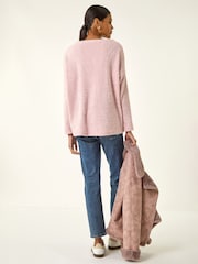 Roman Pink Soft Touch Textured Stretch Tunic Top - Image 3 of 5