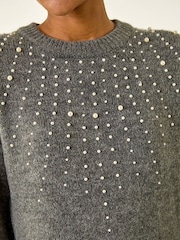 Roman Grey Faux Pearl Knit Dress - Image 5 of 5