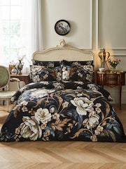 Joe Browns Black Midnight Bloom Cotton Sateen Reversible Duvet Set - Image 1 of 6