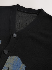 Bleumarin albastru - Relaxed Fit Knitted Cactus Scene Cardigan - Imaginea 6 din 7