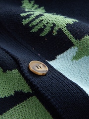 Multi Blue/Green Cotton Blend Hamish Landscape Scene Cardigan - Image 8 of 8