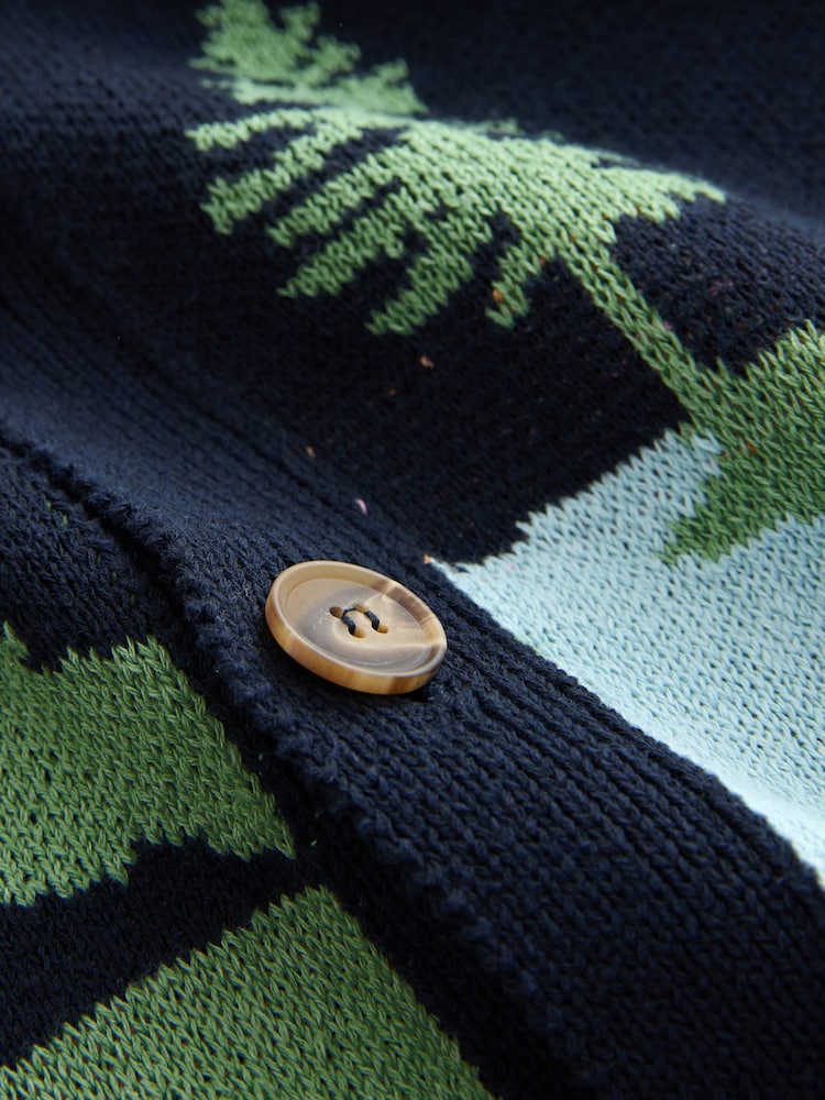 Multi Blue/Green Cotton Blend Hamish Landscape Scene Cardigan - Image 8 of 8