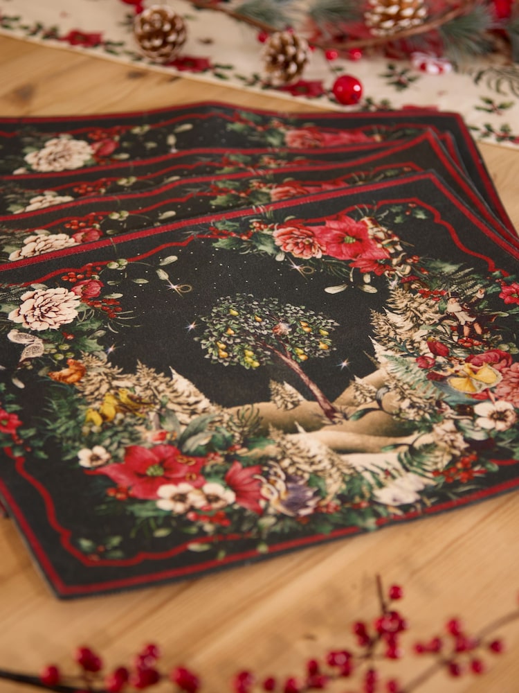 Joe Browns 4 Pack Green Twelve Tidings Of Christmas Placemats - Image 1 of 3 Joe Browns 4 Pack Green Twelve Tidings Of Christmas Placemats - Image 1 of 3