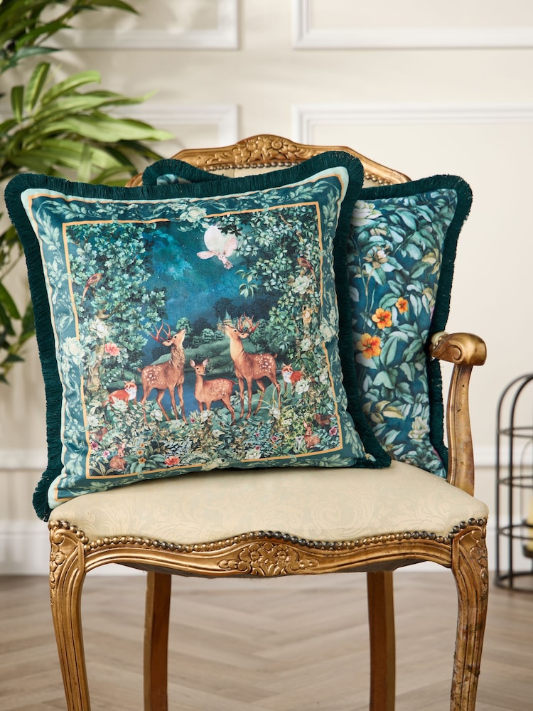 Joe Browns Green Forest Oasis Reversible Cushion - Image 1 of 6 Joe Browns Green Forest Oasis Reversible Cushion - Image 1 of 6