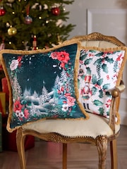 Joe Browns Green Winter Wonderland Reversible Cushion - Image 2 of 4