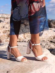 Linzi White Abby Closed Back Block Heel Sandals - Image 1 of 4