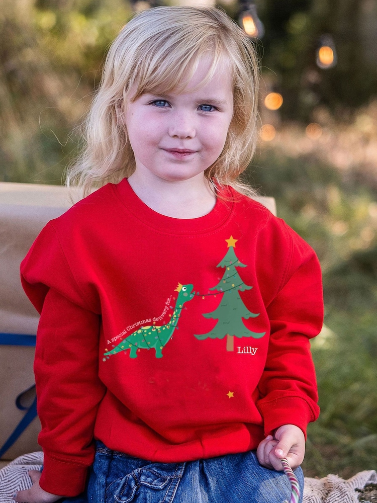 Solesmith Dinosaur Decorating Personalised Christmas Jumper - Image 1 of 3 Solesmith Dinosaur Decorating Personalised Christmas Jumper - Image 1 of 3