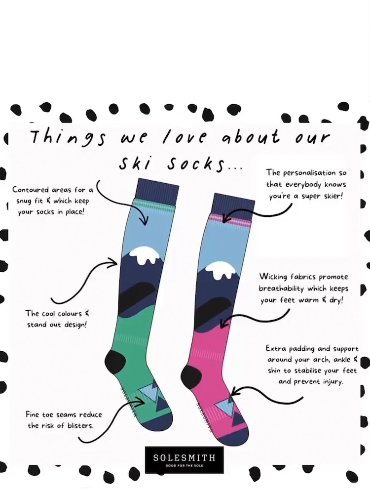 Solesmith Super Skier Personalised Colourful Ski Socks - Image 4 of 4
