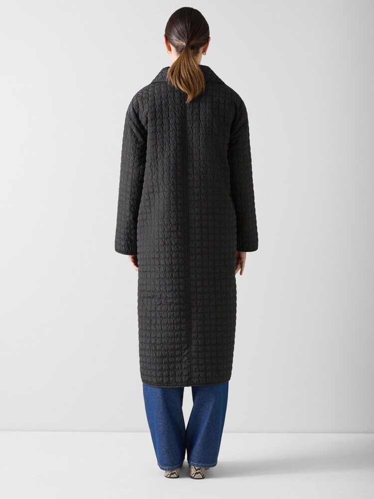 LK Bennett Black Callie Longline Quilted Coat - Image 2 of 3