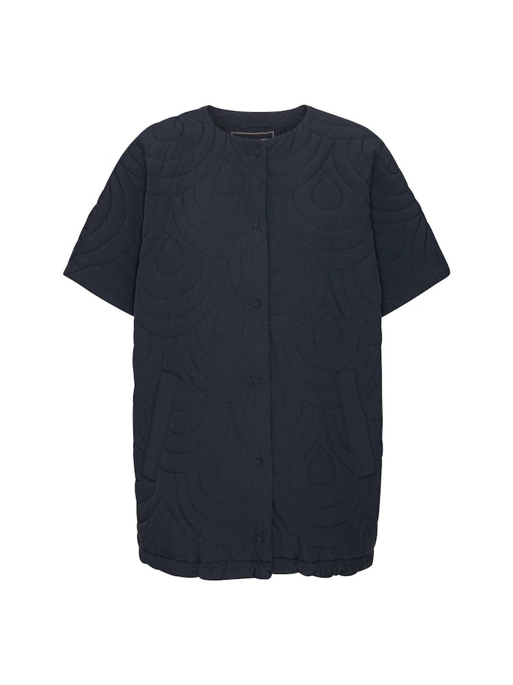 Ilse Jacobsen Navy Quilted Tulip Short Sleeve Bubble Hem Jacket - Image 1 of 3