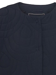 Ilse Jacobsen Navy Quilted Tulip Short Sleeve Bubble Hem Jacket - Image 3 of 3