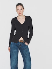 The Set 3 Pack V-Neck Buttoned Smart Longline Waisted Knit Cardigans Khaki/Chocolate Brown/Black - Image 1 of 8