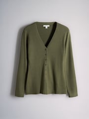 The Set 3 Pack V-Neck Buttoned Smart Longline Waisted Knit Cardigans Khaki/Chocolate Brown/Black - Image 6 of 8