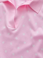 Light Pink Polka Dot - 棉质柔软针织Polo衫 - 3的图像2｝