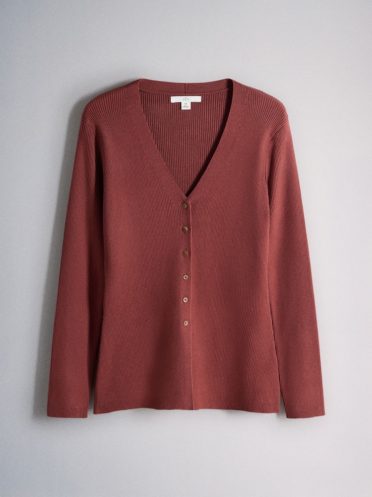 Brick Red/Pink/Cream - The Set 3 Pack V-Neck Buttoned Smart Longline Waisted Knit Cardigans - სურათი 2 6-დან