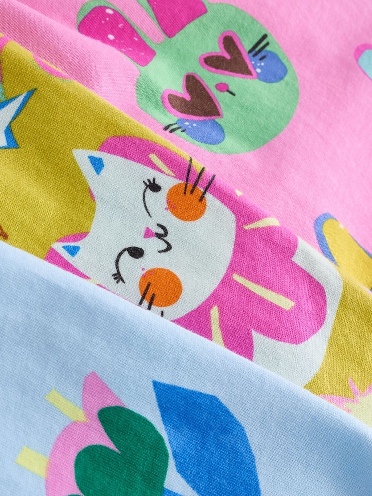 Çəhrayı/Mavi - Cat/Floral Jogger Pyjamas 3 Pack (9mths-10yrs) - 10şəkildən 10 şəkil