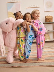 Çəhrayı/Mavi - Cat/Floral Jogger Pyjamas 3 Pack (9mths-10yrs) - 10şəkildən 2 şəkil