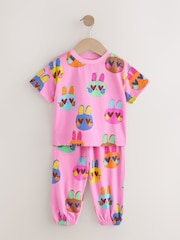 Çəhrayı/Mavi - Cat/Floral Jogger Pyjamas 3 Pack (9mths-10yrs) - 10şəkildən 6 şəkil