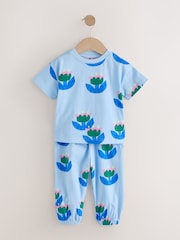 Çəhrayı/Mavi - Cat/Floral Jogger Pyjamas 3 Pack (9mths-10yrs) - 10şəkildən 7 şəkil