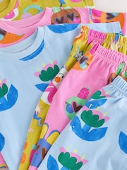 Çəhrayı/Mavi - Cat/Floral Jogger Pyjamas 3 Pack (9mths-10yrs) - 10şəkildən 9 şəkil