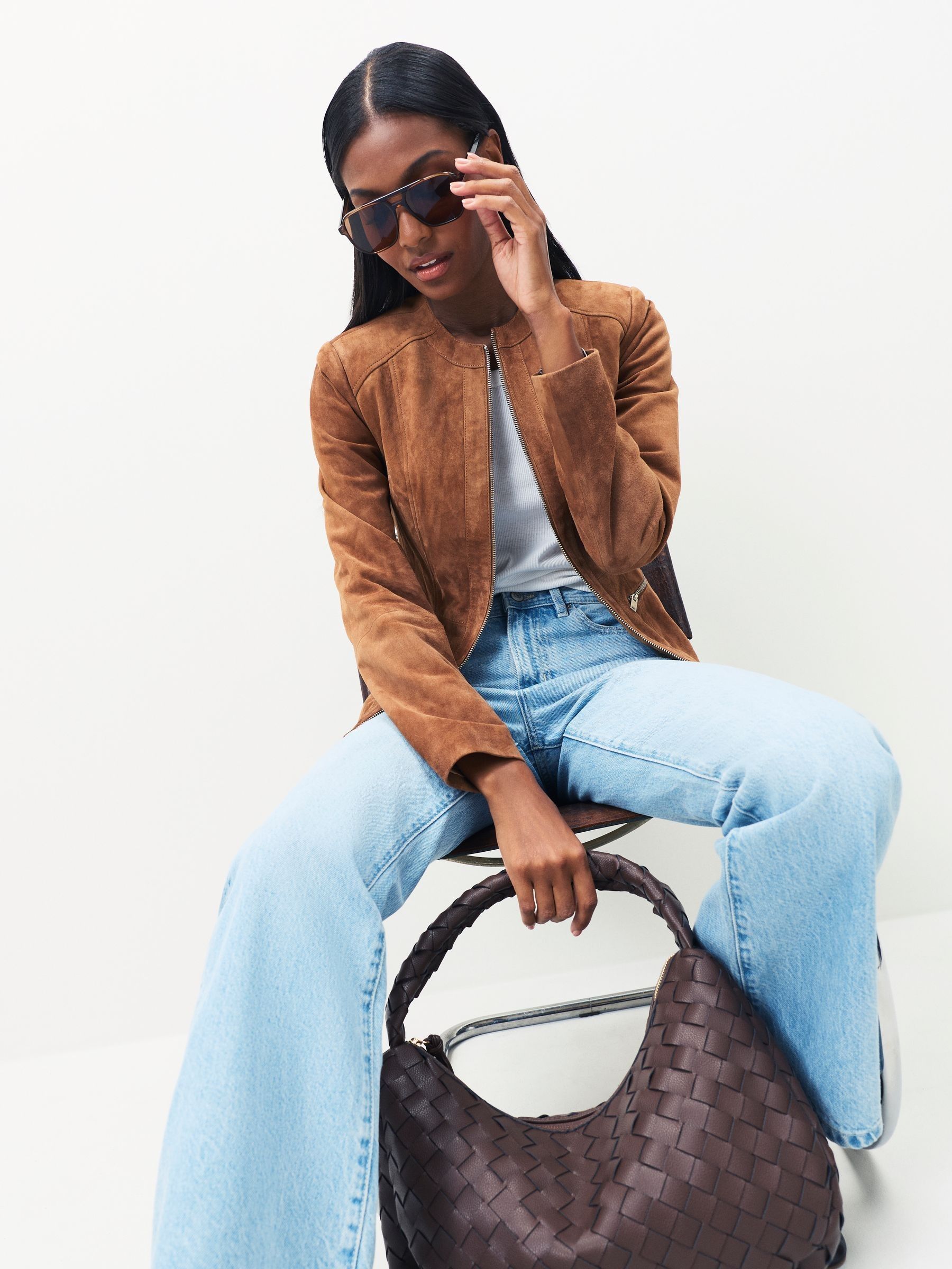 Buy Urban Code Brown Petite Collarless Suede Jacket from Next USA