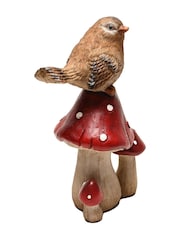 Widdop Brown Bird Standing On Mushrooms Ornament - Image 2 of 3