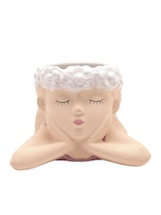 Widdop Beige Relaxed Girl Ceramic Planter - Image 1 of 3